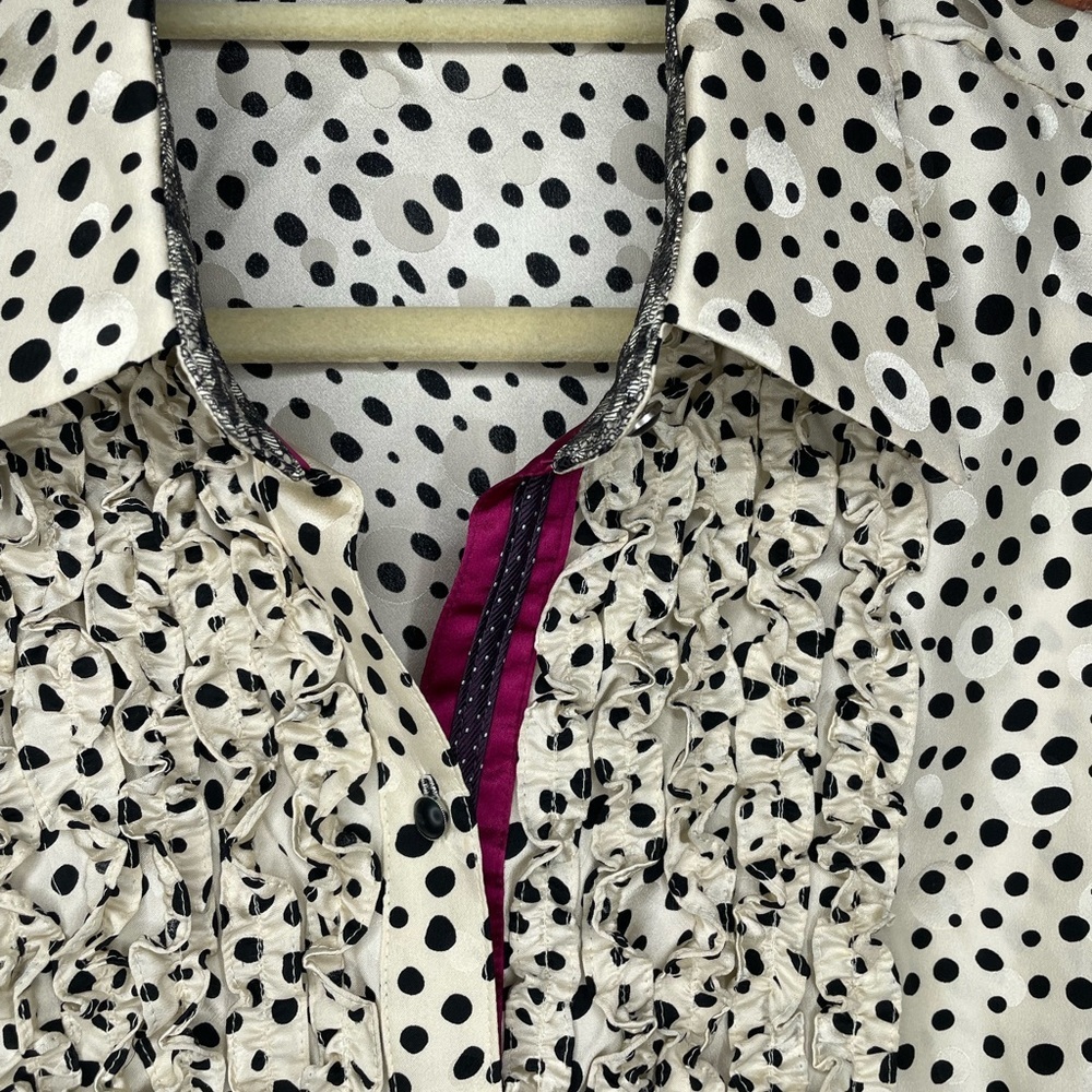 Robert Graham silk polkadot button down blouse - Picture 3 of 8